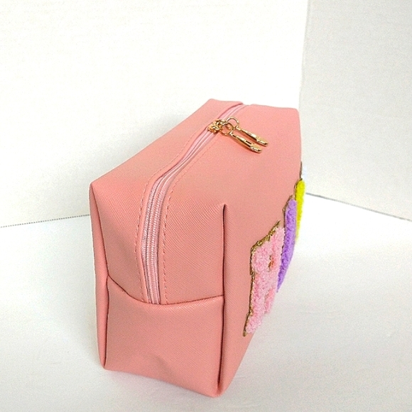 New Chenille Varsity Lettered Makeup / Hair Products Zippered Bag - Picture 2 of 7